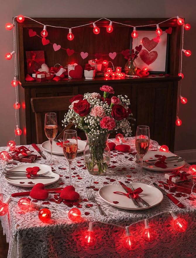 25FT G40 LED Red Outdoor String Lights Waterproof, Hanging Patio Lights with 27 LED Shatterproof Red Globe Bulbs, Outdoor Christmas Decorative Lights for Patio Backyard Garden Valentine’s Day Party