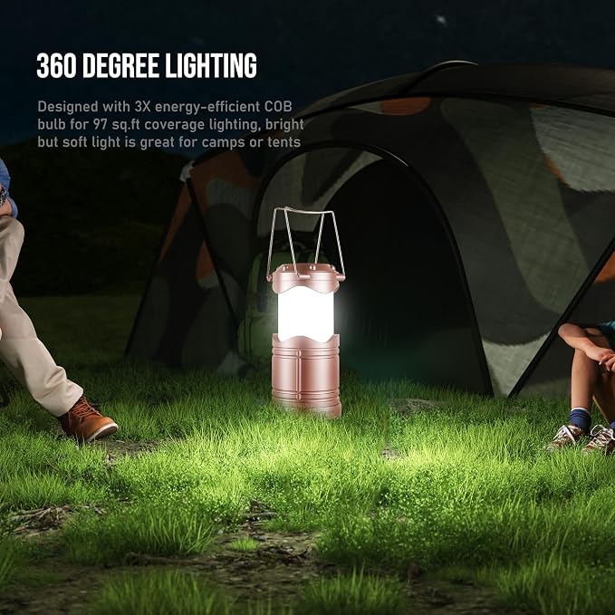 Lichamp LED Camping Lantern, 4 Pack Battery Powered Flashlight for Power Outages, Portable Collapsible Hanging Light Essential for Home, Outdoor, Emergency Lamp Survival Kit Gear for Hurricane, C3
