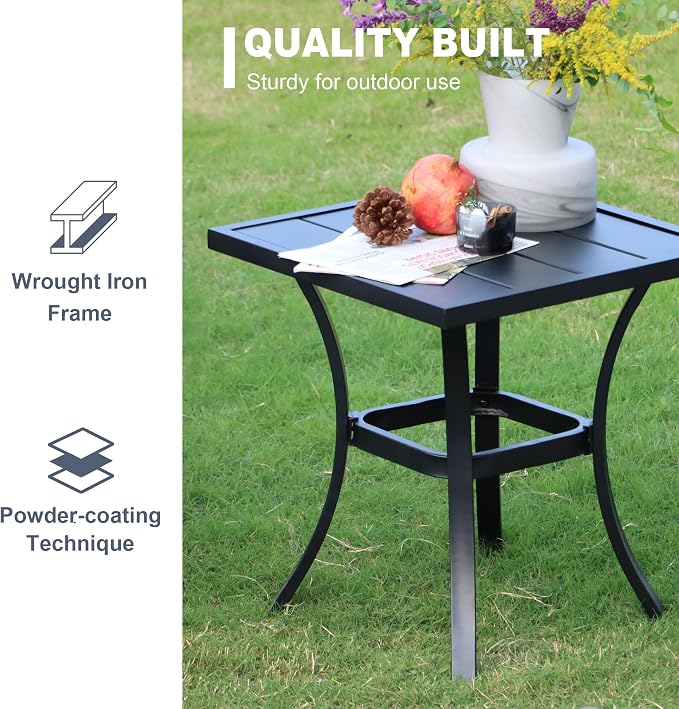 VICLLAX 5 Pieces Wicker Outdoor Furniture Set with Ottomans, PE Rattan Patio Conversation Set with 2 Single Chairs, Metal Side Table for Deck Porch Pool, Beige Cushion