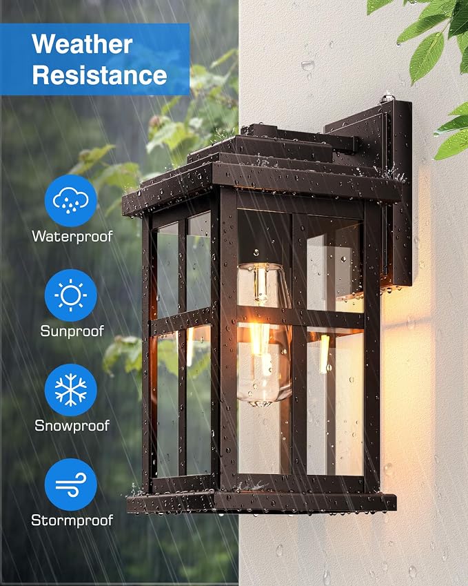 Large Bronze Outdoor Wall Light,1 Pack Dusk to Dawn Outdoor Lights for House, Garden, Entryway, Doorway