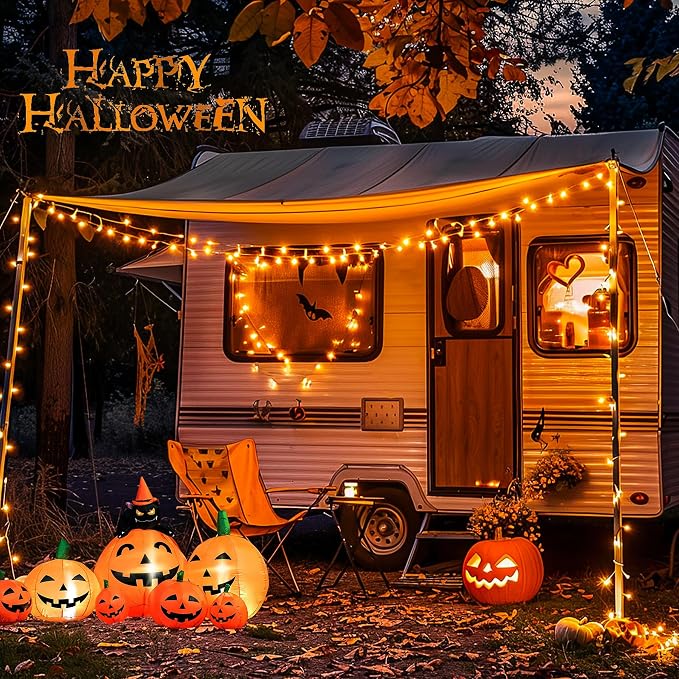 JMEXSUSS Connectable 100 LED Orange Halloween Lights Indoor with 8 Modes | 33ft Halloween String Lights Clear Wire, Plug in Fall Lights Thanksgiving Lights, Christmas Twinkle Lights Plug in for Tree