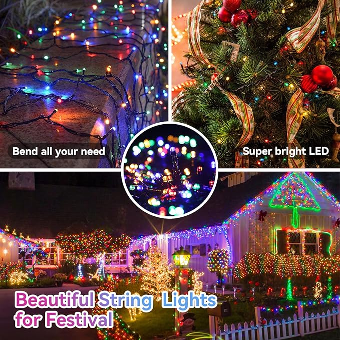 Battery String Lights Outdoor 33Ft 100 LED Fairy Lights for Indoor Outdoor Waterproof with Remote Timer 8Modes Battery Operated Christmas Lights for Outside Party Garden Christmas Tree Décor