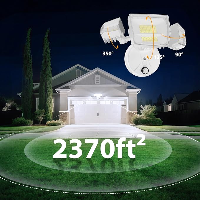Onforu Dusk to Dawn Outdoor Lighting,90W 10000LM Flood Lights Outdoor,IP66 Waterproof White LED Security Light with Photocell,6500k Daylight 4 Heads Exterior Light Fixture for Yard,Patio,Garden
