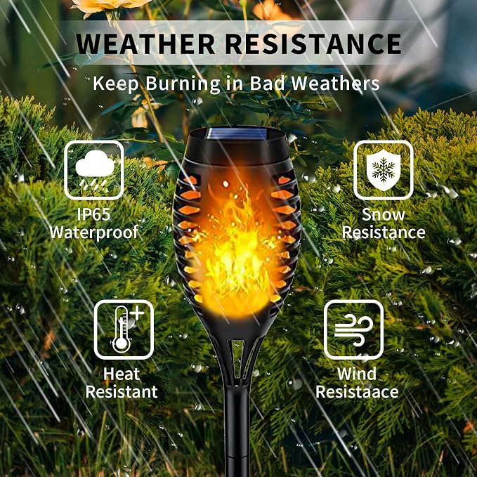 Swingers Solar Lights Outdoor, Halloween Solar Torch Lights | With Flickering Flame, Waterproof Outdoor Garden Lights for Outside Patio Pathway Yard Decorations, 12 Pack, Yellow