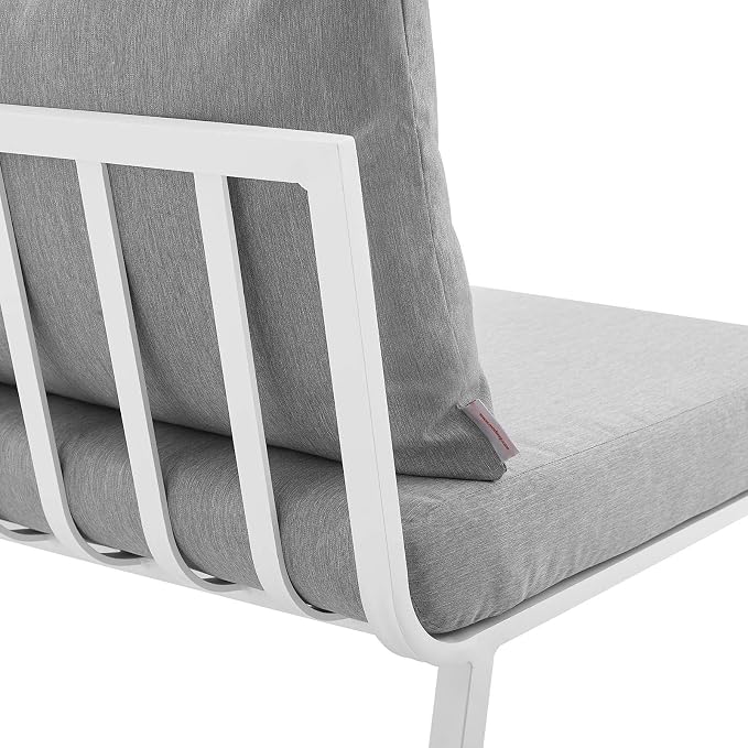 Modway Riverside 4 Piece Sectional Set with Armchair and Table, 61. 5" L x 114" w x 28" H, White Gray