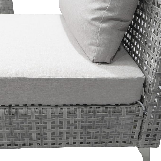 YOPTO 7-Piece Wicker Patio Furniture Set with Water Resistant Thick Cushions & Coffee Table,Outdoor Conversation Set Sectional Sofa W/Removable Cushions Cover,Free Combination,for Patio,Backyard,Gray