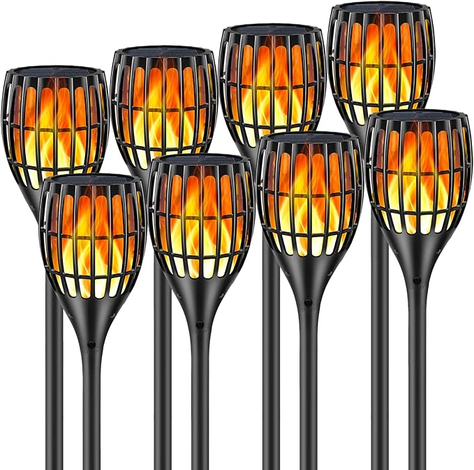 Solar Lights Outdoor 43" Flickering Flame Solar Torch Lights | 99 LED Higher & Larger Solar Flame Lights for Halloween Decor, Waterproof Solar Garden Lights for Garden Patio Pathway Yard