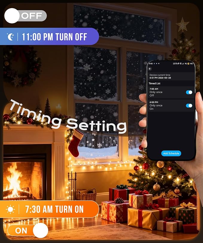 Smart 99ft 200 LED Christmas Halloween Fairy String Lights | App & remote DIY color changing orange, purple & RGB twinkle glow; ideal for indoor or outdoor whole house holiday decor.