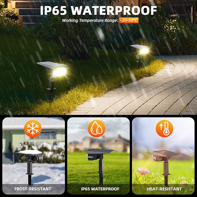 LEREKAM 3 Brightness Modes Solar Outdoor Lights with Super Bright 40LEDs, 360 Adjustable Lighting Angle, USB Charging, Longer Working Time, Waterproof, Patio, Porch, Driveway