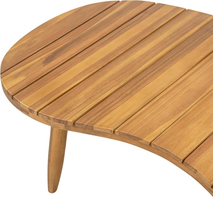 Merax 2-Piece Acacia Wood Patio Loveseat Set with Coffee Table | Teak-Finish Acacia Frame, Beige Woven Rope, 6-Inch Cushions And Arc Coffee Table For Porch, Garden, Backyard Or Balcony