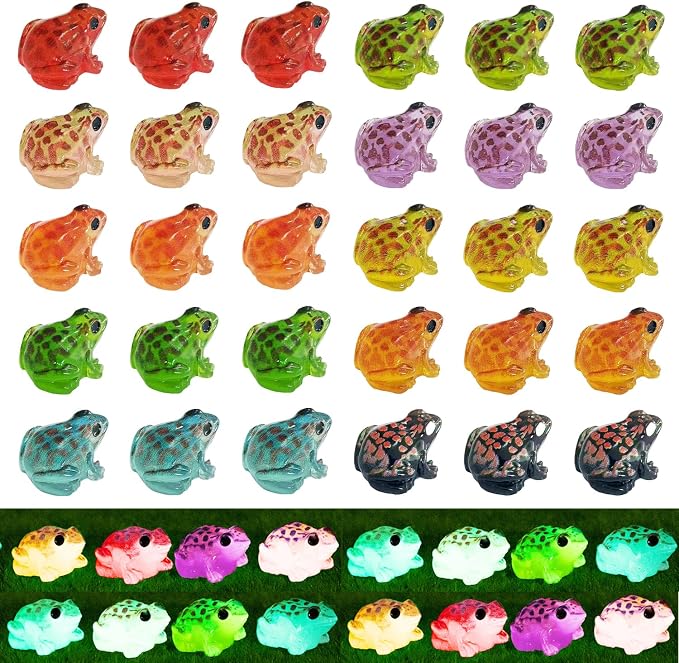 60 Pcs Luminous Resin Frogs Little Frogs Glow in The Dark for Craft,Garden Decor, Home Decorations