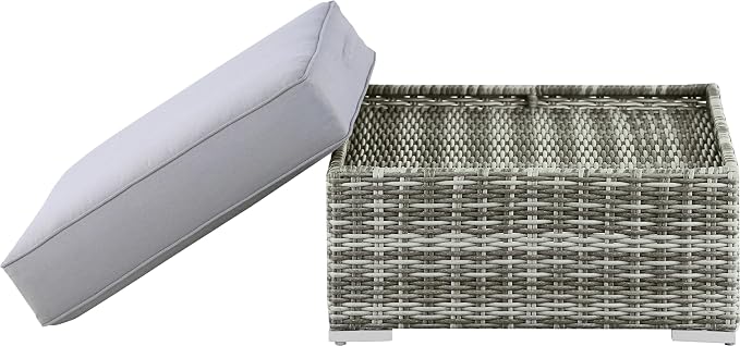 Elle Decor Vallauris Patio Outdoor Furniture Collection, Premium All Weather Wicker, Ottoman, Gray