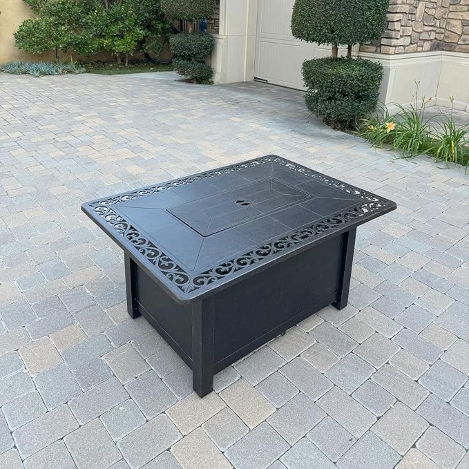 4-Piece Swivel Seating Set with Fire Pit Table in Antique Bronze/Sesame by Darlee