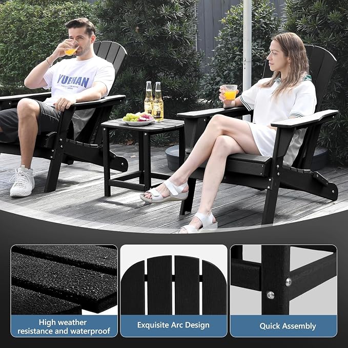 Adirondack Square Outdoor Side Table,2-Tier Storage Patio Side Table with Weatherproof HDPE Material Low