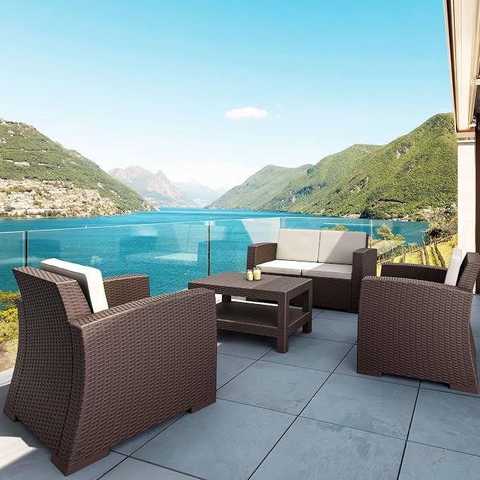 Compamia Monaco Outdoor Coffee Table in Brown, Commercial Grade