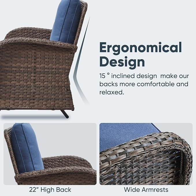 Belord Outdoor Glider Bench Patio Loveseat - 500 Lbs Weight Capacity 2 Seater Wicker Sofa, Small Porch Glider Furniture All Weather Rattan Couch with Removble Cushion for Balcony Deck Backyard, Brown