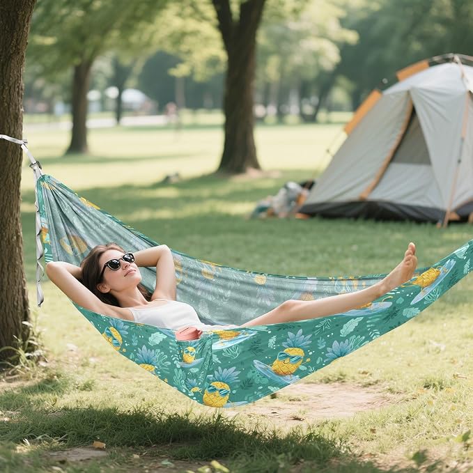 Camping Hammock Outdoor Hammocks for Outside Pineapple Surfing Cute Beach Trees Portable Lightweight with Pockets Tree Straps Indoor