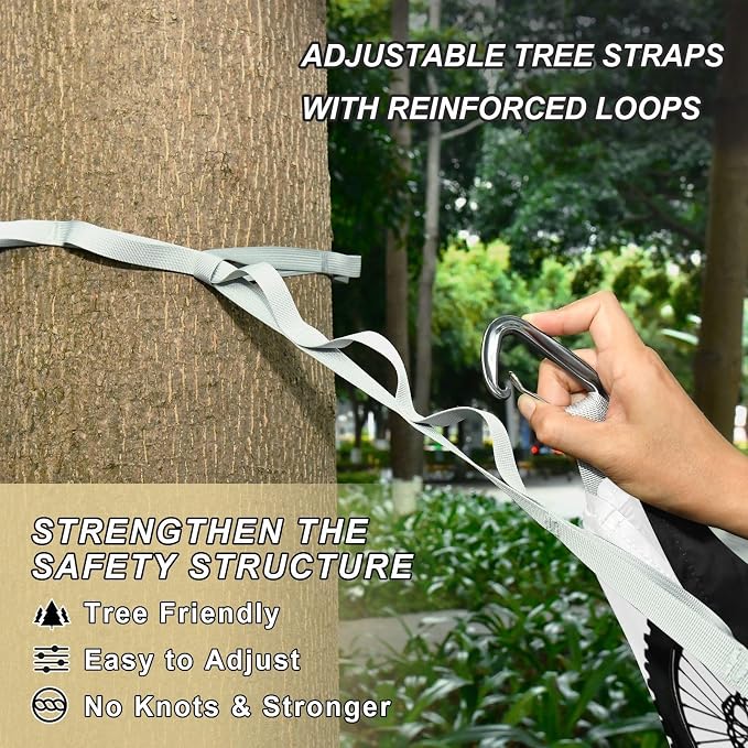 Motocross Racer Camping Hammock, Portable Lightweight Single Hammock with Tree Straps and Aluminum Carabiners, 114" x 54" Travel Hammock for Hiking Backpacking Beach