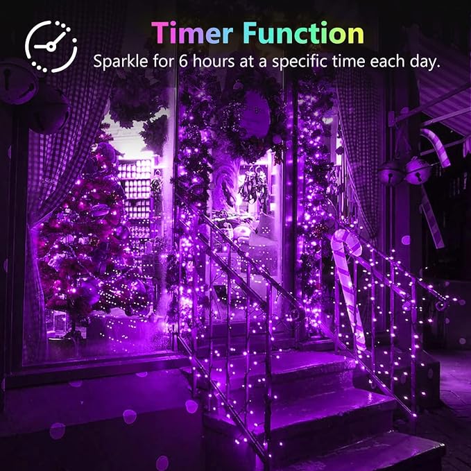 2 Pack 100 LED Fairy Lights Battery Operated with Remote, Halloween Light | 33 FT, Purple, 8 Modes, Timer, Dimmable, IP44 Waterproof Battery String Lights for Indoor Outdoor, Halloween Decorations