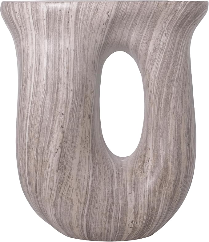 Christopher Knight Home 18.9 Inch Modern U Shaped Accent Table, Sculptural MGO Stone Look Side Table for Indoor Outdoor Garden Balcony Living Room Entryway Bedroom