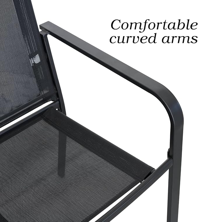 Patio Dining Set,Including 60"x 38" Steel Slat Dining Table and 6 Stackable Patio Chairs,Outdoor Furniture Set with 1.6" Umbrella Hole for All Weather