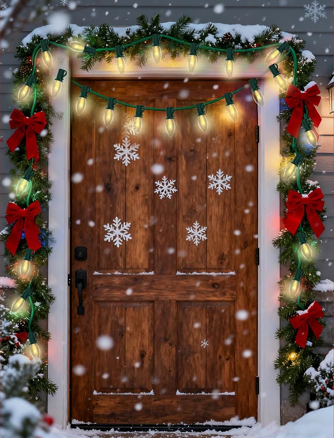 C7 Clear Christmas String Lights, 26Ft Vintage Christmas Decoration with 27 5W Clear Glass Incandescent Bulbs, Hanging Outdoor String Lights for Holiday Party Patio Roofline Wedding Xmas Decor