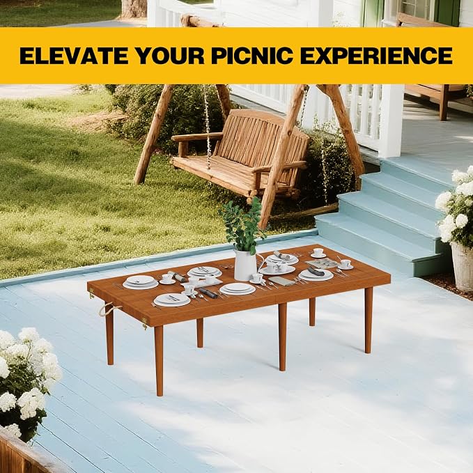 22x44 Inch Boho Low Picnic Wood Table - Foldable Design and 13inch Wood Table Leg for Sitting On The Floor Low Height Floor Picnic Table Encourage A Laid-Back Vibe At Home Or in Nature