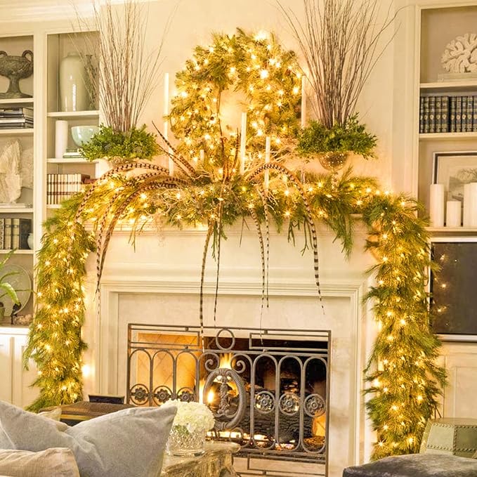 JMEXSUSS Connectable 250 LED Warm White Christmas Lights Indoor Outdoor | 91.5ft Christmas String Lights, 8 Modes Twinkle String Light Plug in for Christmas Tree Party Decoration