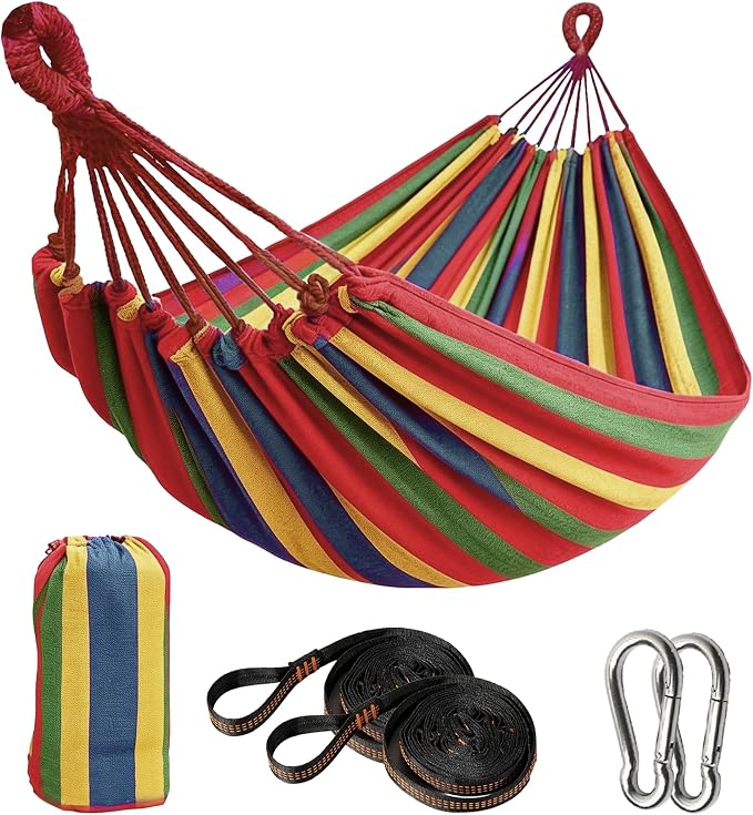 Outdoor Amacas Garden Camping Hammocks Portable for Patio Yard Porch Travel | Hammock Nylon Hiking Beach Backpack Survival Travel- Up to 300lbs with Tree Straps