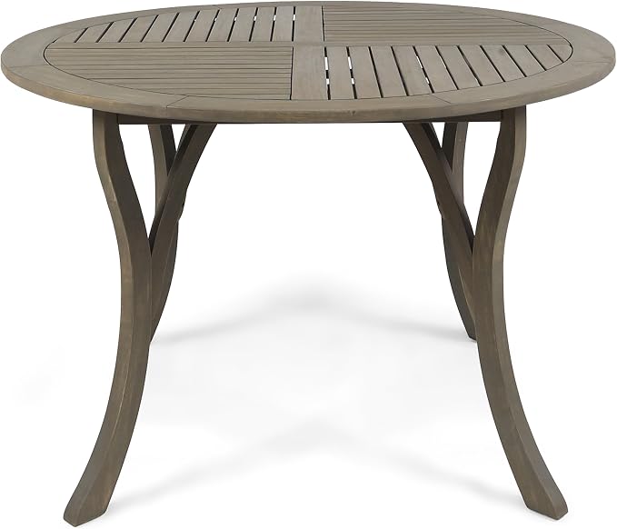 Christopher Knight Home Adn Outdoor 47" Round Acacia Wood Dining Table, Grey