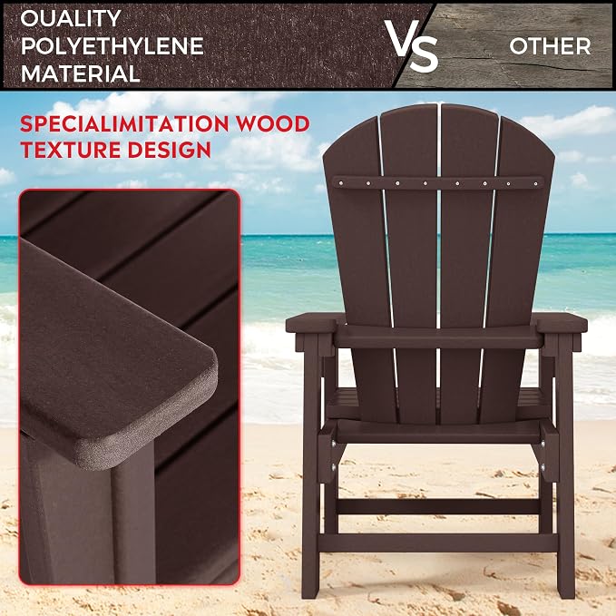 Costaelm Paradise Kids 5-Piece HDPE Outdoor Patio Round Dining Table and Chairs Set, Dark Brown