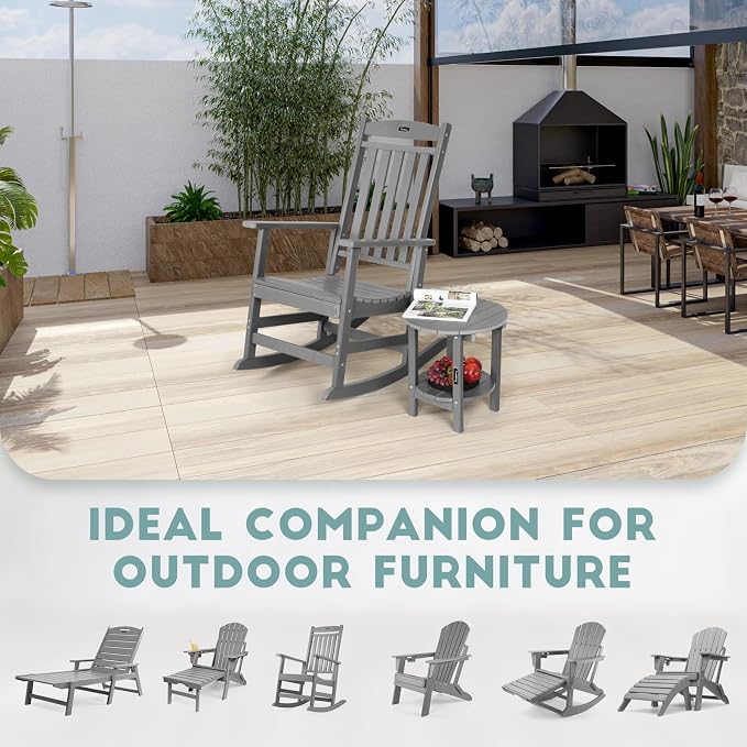 FUNBERRY Outdoor Adirondack Side Table Set of 2, Patio End Tables | 2-Tier, HDPE All Weather, No Rot or Rust or Crack, UV Fade Shield, Save Space, Easy-Clean for Indoor or Outdoor