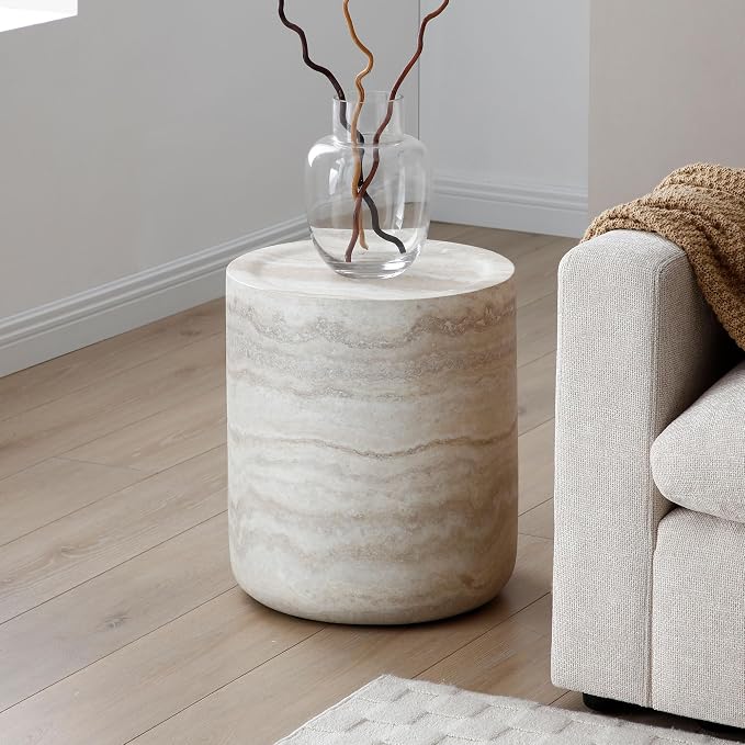 15.6" Round Coffee Table,Matte Living Room Tables Round Coffee Tables, Side Table and Center Table for Living Room Bedroom Balcony Lounge Home Office, No Assembling, Beige