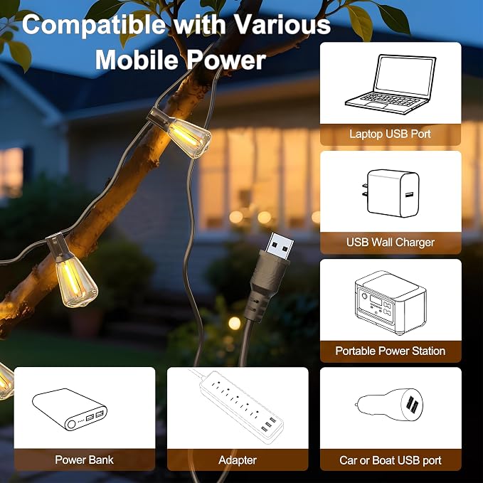BLIATLUS 55FT Solar String Lights, Waterproof Outdoor Remote 15+2 Shatterproof ST38 LED for Patio Garden