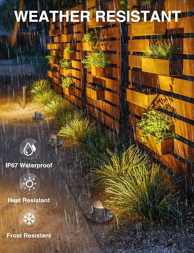 SUNVIE 12-Pack 12W 3000K LED Low Voltage Landscape Well Lights, Shield Top | 12-24V AC/DC, Waterproof, Anti-Glare, Die-Cast Aluminum In-Ground Lights for Pathway Garden Yard, Connectors Included