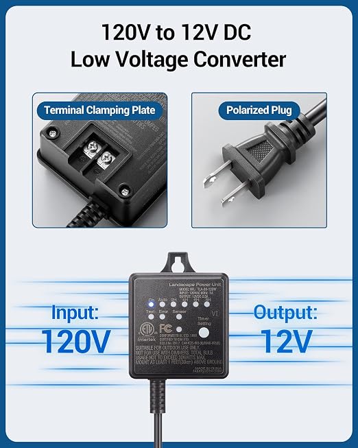 DEWENWILS 30W Low Voltage Transformer with Timer and Photocell Light Sensor | 120V AV to 12V DC, Weatherproof Landscape Lighting Transformer for Spotlights, Garden Lights, Steplight, ETL Listed