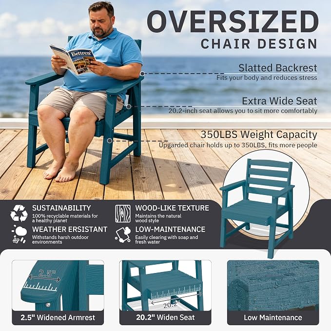 AreShark 9-Piece Outdoor Dining Set,HDPE Patio Table with 8 Chairs,All-Weather Patio Furniture Set with Umbrella Hole,Low Maintenance Wood Grain Dining Set for Backyard,Garden,Poolside,Navy Blue