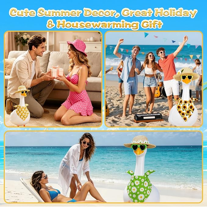 Porch Goose Summer Outfit,Hsummer Porch Goose Outfit,Porch Goose Bikini,Summer Garden Lawn Patio Yard Outdoor Decor (Flower Yellow)
