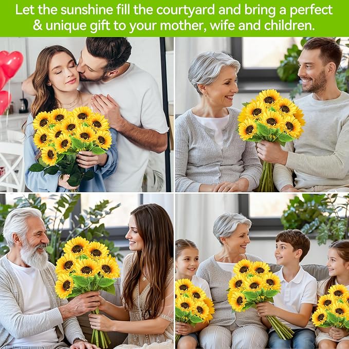 6 Pack Solar Sunflower Lights Outdoor, 36 Bright Flowers for Garden Decor | Sunflowers Decor, Lifelike Solar Flower Lights Waterproof for Garden, Flower Beds, Yards, Patios, Gift for Women Mom Grandma