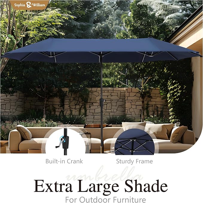 Sophia & William for 6 Patio Dining Chairs Umbrella Swivel Chairs 13ft Blue | 59", Fixed Chairs, Removable Cushions, Metal Frame, Cushions