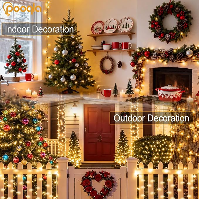1000 LED Warm White Christmas Lights Outdoor String Lights, 328 ft | Green Wire Waterproof Twinkle Fairy Lights Plug in with Timer, 8 Modes String Lights Indoor Bedroom Xmas Tree Decorations