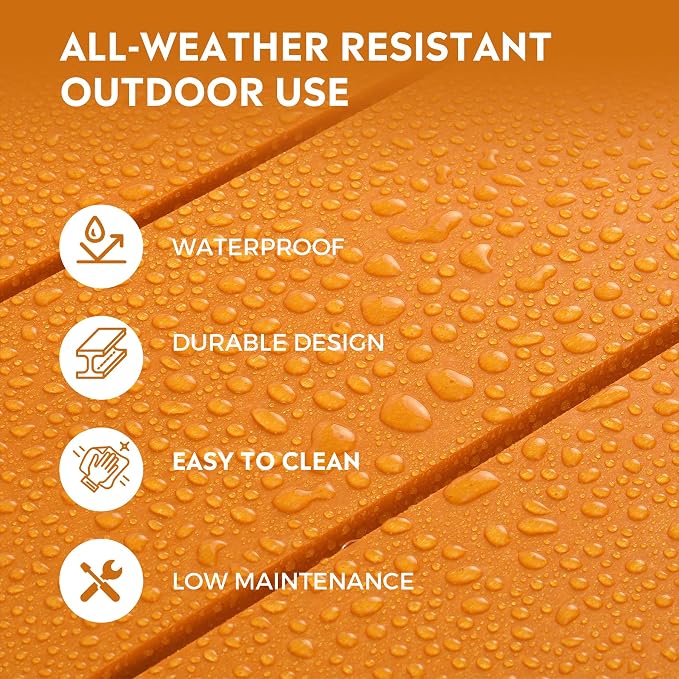 Costaelm Outdoor Plant Stand, 2-Tier Small Outdoor Table, Outdoor Side Tables for Patio or Indoor, Patio Table for Pool, Porch, Weather Resistant Easy Maintenance, Orange