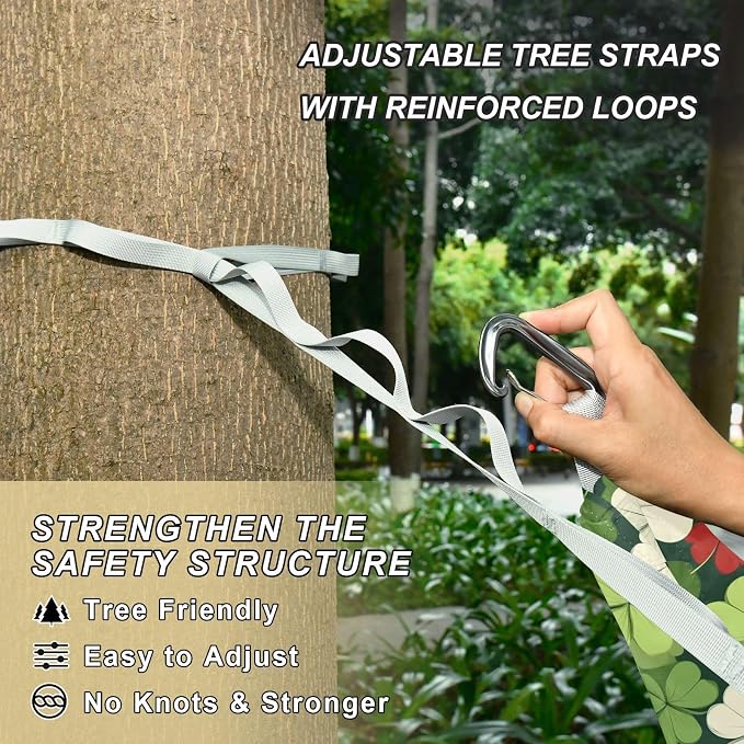 Camping Hammock Outdoor Hammocks for Outside Four Leaf Clover Beach Trees Portable Lightweight with Pockets Tree Straps Indoor