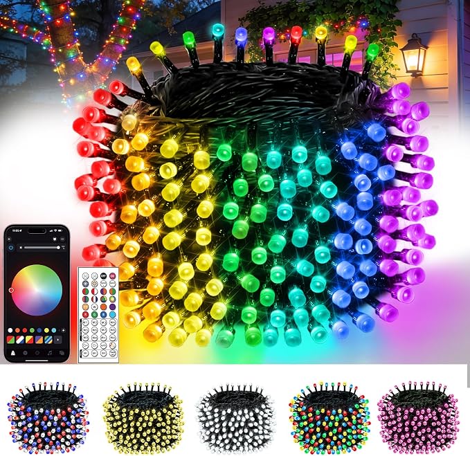 OZS 200LED Smart Color Changing Fall String Lights | 82FT App Controlled Orange Lights, Waterproof RGB LED String Lights with Remote & Timer, Music Sync Multiple Modes Indoor Outdoor for Fall Decor