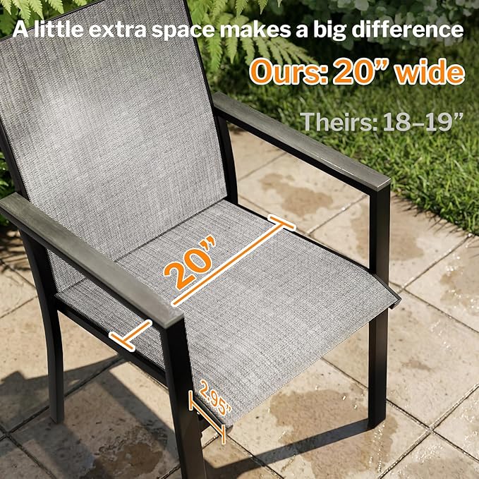 MEOOEM Expandable Outdoor Dining Set for 8, Extendable 9 Piece Outdoor Dining Table Set 450LBS Heavy Duty, Comfortable Highback Wide Deep Seat 8 Person Patio Dining Set for Outside, Backyard, Grey