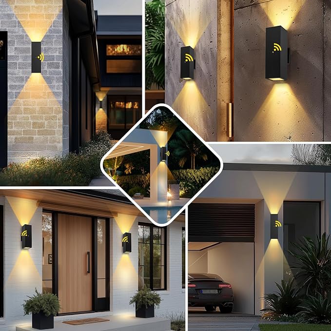 Modern Outdoor Wall Light Dusk to Dawn 2 Pack, Waterproof Matte Black Porch Lights, 2700K LED Outdoor Sconce Lights for House, Garage, Patio, Front Door