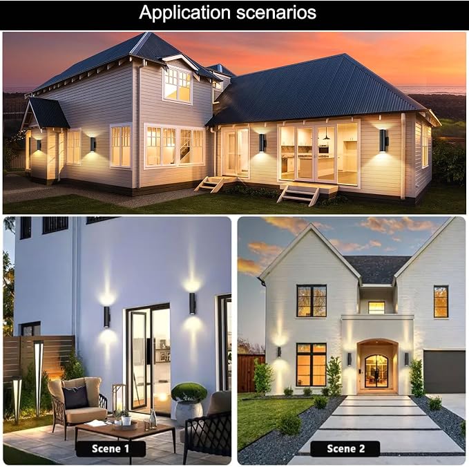 2Pack 14inch LED Square Up & Down Wall Lights,14W Outdoor Wall Light 4000K Day White Aluminum Body Waterproof IP65 LED Exterior Light Fixtures Wall Mount for House Patio Garage Garden.