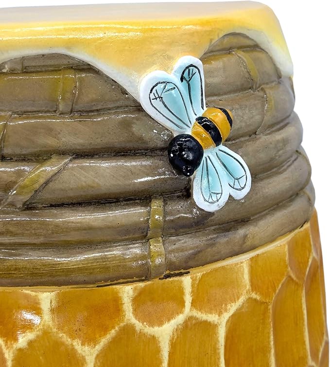 Galt International Honeycomb Stool Side Table w/Bees & Honey Top 17" | Cute Fantasy Yellow Golden Honey Hive Basket Fun Eclectic Home Decor Resin