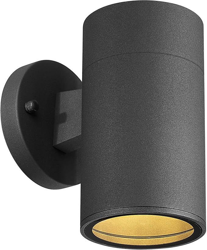 Ken & Ricky Modern Aluminum Outdoor Wall Sconce Lights,Cylinder，Black,1 PK | Downward Outside Wall Light With Glass Cover,No Glare Exterior Lighting Fixtures,For House Front Porch Garage Patio Entryway