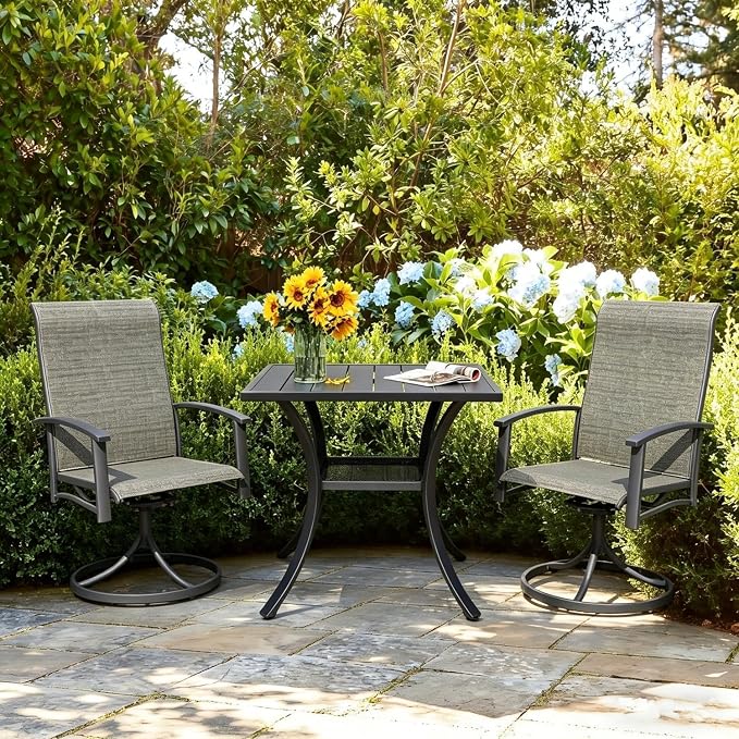 Black Outdoor Dining Table for 2, 27" Small Metal Wrought Iron Table, All Weather Patio Furniture Bistro Table for Deck, Yard, Porch